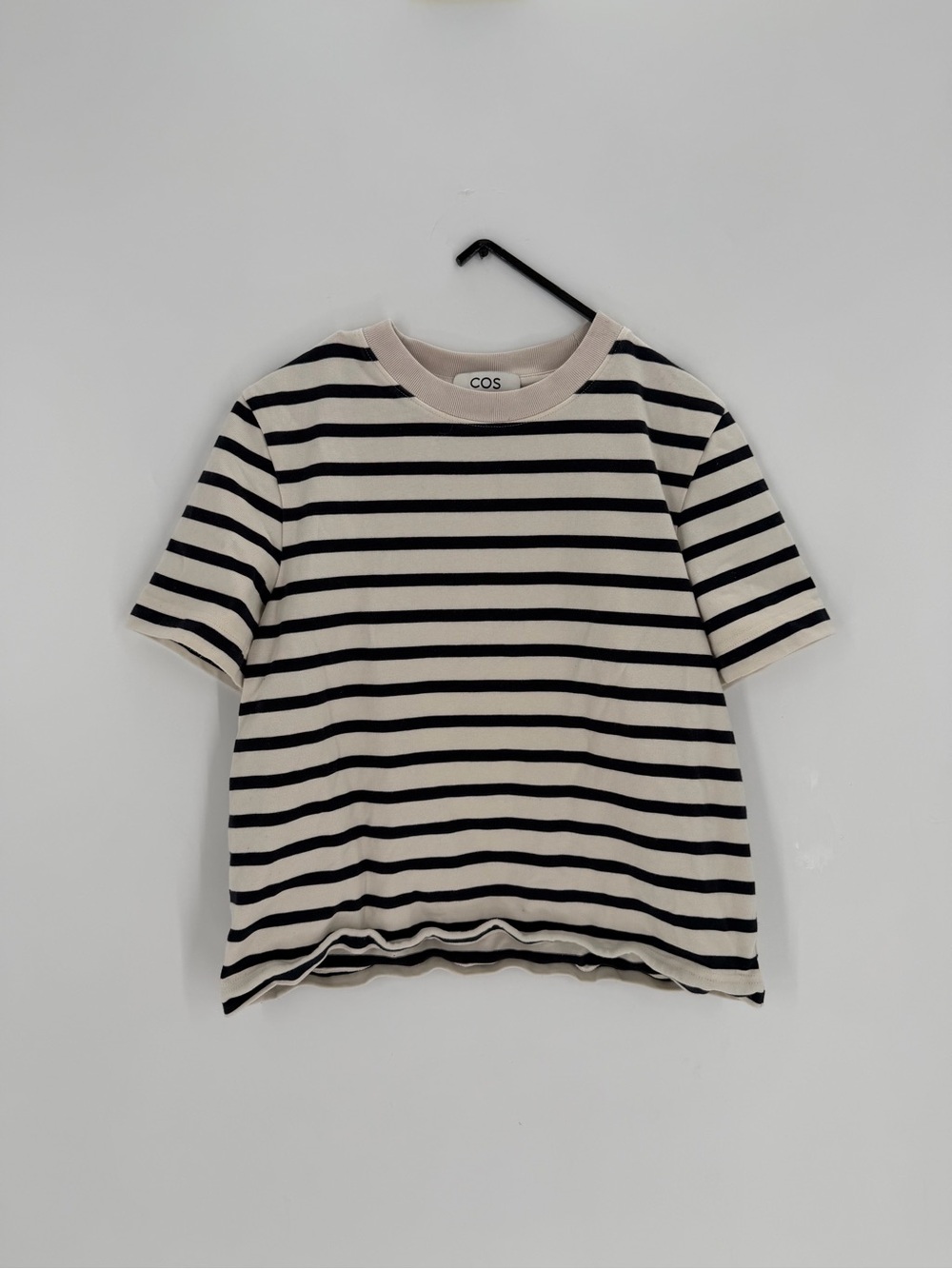 Cos Clean Cut Regular Striped Beige Black Short Sleeve T-Shirt